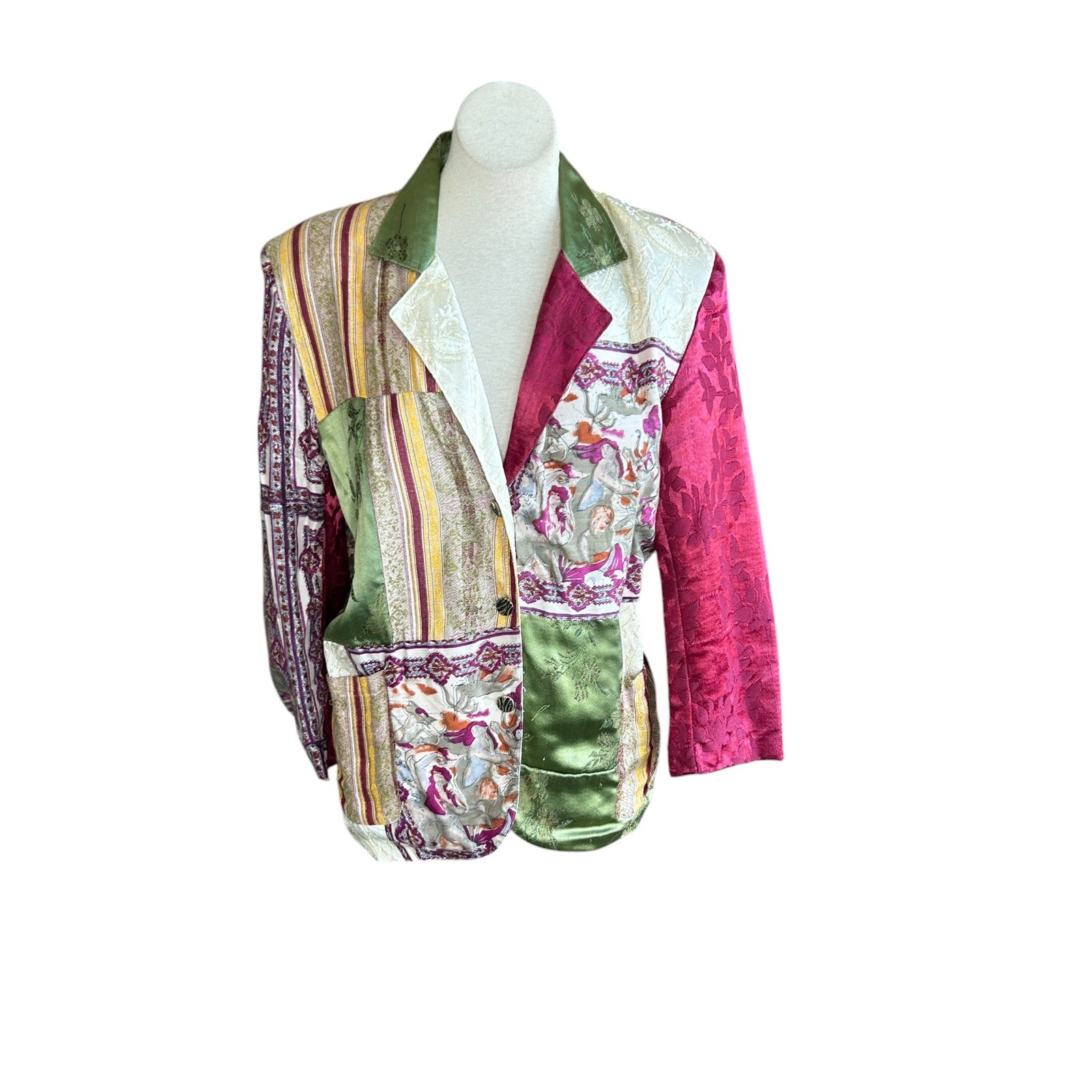 Blazer oversize patchwork trapuntato pazzo vintage anni 90 altra destinazione taglia small