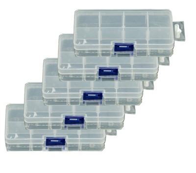 ELEMENT 115 5-Pack Small Plastic Storage Box Case Container with 8 Grid Divid...