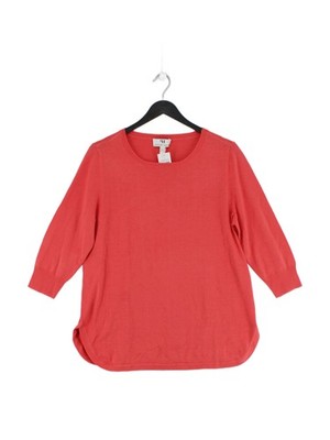 Peter Hahn Women's Jumper UK 16 Orange Silk with Cotton Round Neck Pullover