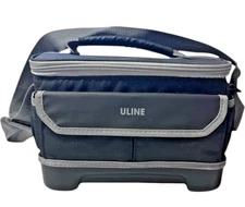 Uline Lunch Box Soft Sided Black and Grey 5 Exterior Pockets Insulated Walls