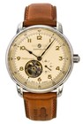 Zeppelin Mediterranee Leather Strap Open Heart Beige Dial Z96665 50M Mens Watch