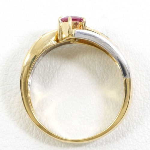Platinum 900 18K Yellow gold ring 11.5 size Ruby Diamond Free shipping Used - Picture 3 of 9