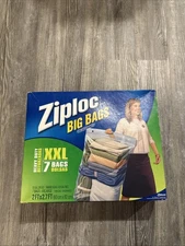 Discontinued Ziploc Big Bags XXL 7 Bags New Sealed Box Heavy Duty 2 Ft X 2.7 Ft