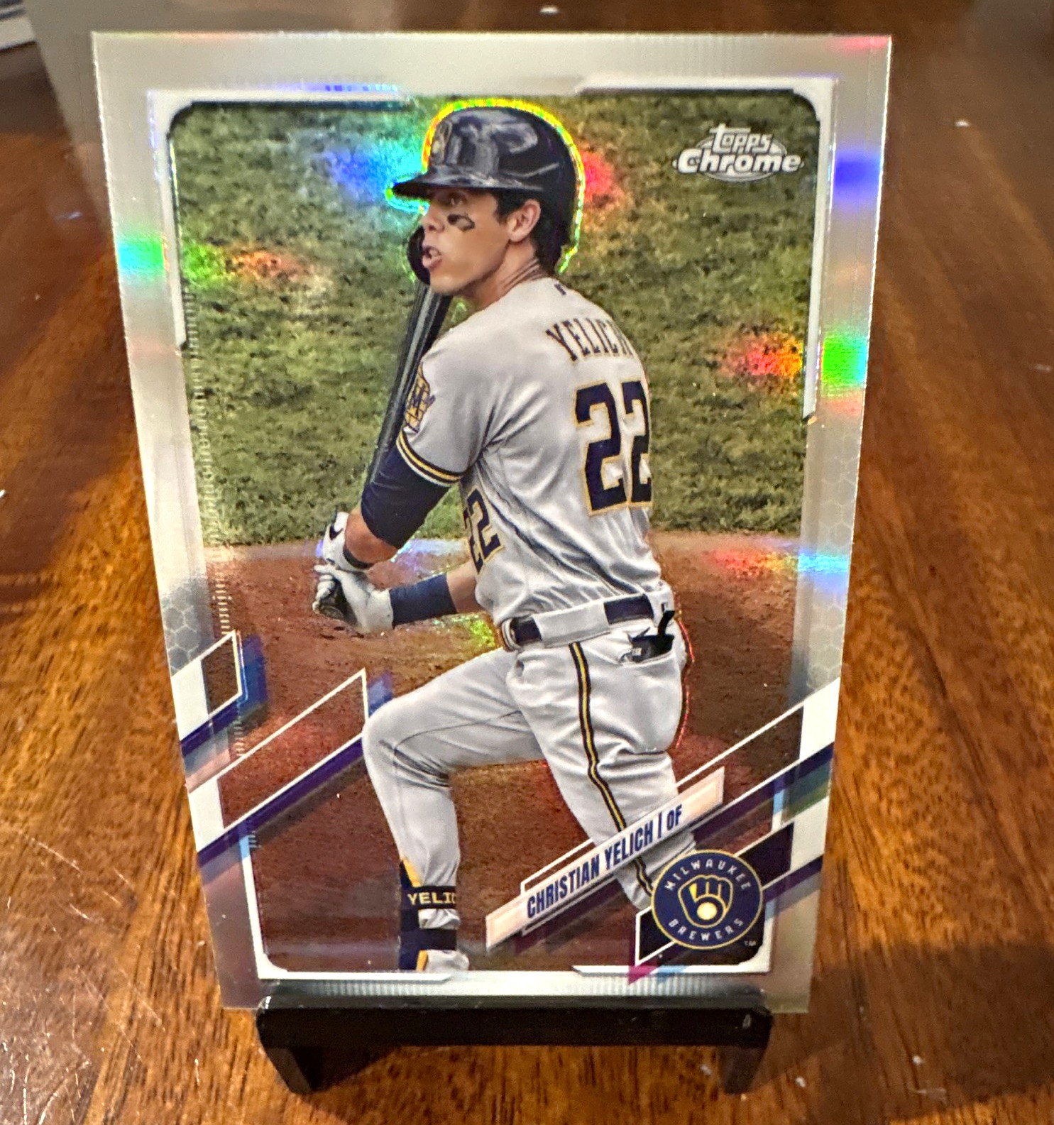 Topps 2021 Topps Chrome Christian Yelich #18 Refractor Base Set Brewers MLB