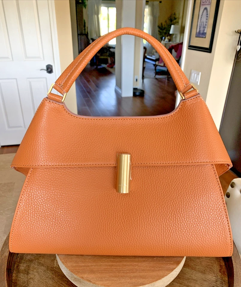 ARCADIA Italy Designer Leather Emma Large Satchel Top Handle Modern Chic Handbag - Image 2 of 4