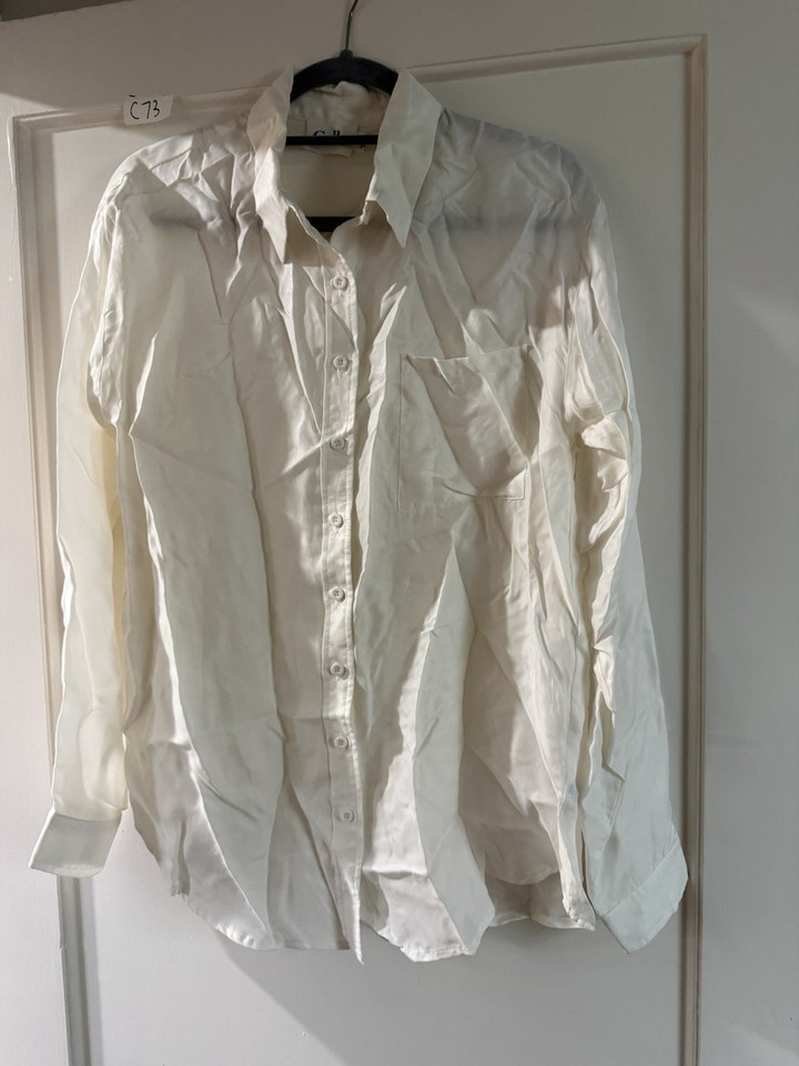 Calli Size 8 White Cream Shirt Button Up Long Sleeve
