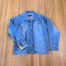 Urban Pipeline Up Jean Jacket XL Medium Wash Snaps Chest Pockets Relaxed