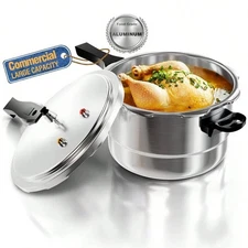 4Qt Aluminum Pressure Cooker Induction Gas Compatible Pot with Canning Rack Tool