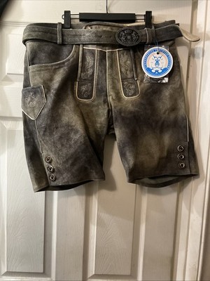 SCHONEBERGER TRACTEN Lederhosen Shorts Genuine BAVARIAN COUTURE SZ 38 NEW w TAG