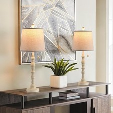 Lamps Set of 2 Modern Farmhouse Table Lamp Bedside High 26.25 Inch, White