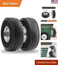 Durable 10" Solid Tires with 2.2" Offset Hub - Flat Free Gardening Wheel Set