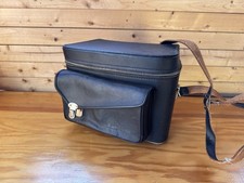 Vintage Black Leather Compartment Camera Bag, Hard Case with strap