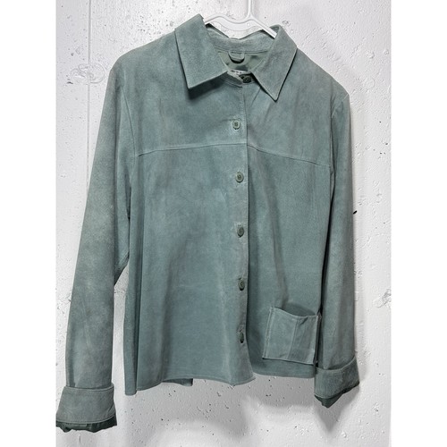 Pendleton Suede Leather Turquoise Full-Button Jacket Blazer Women's Medium - Picture 6 of 6