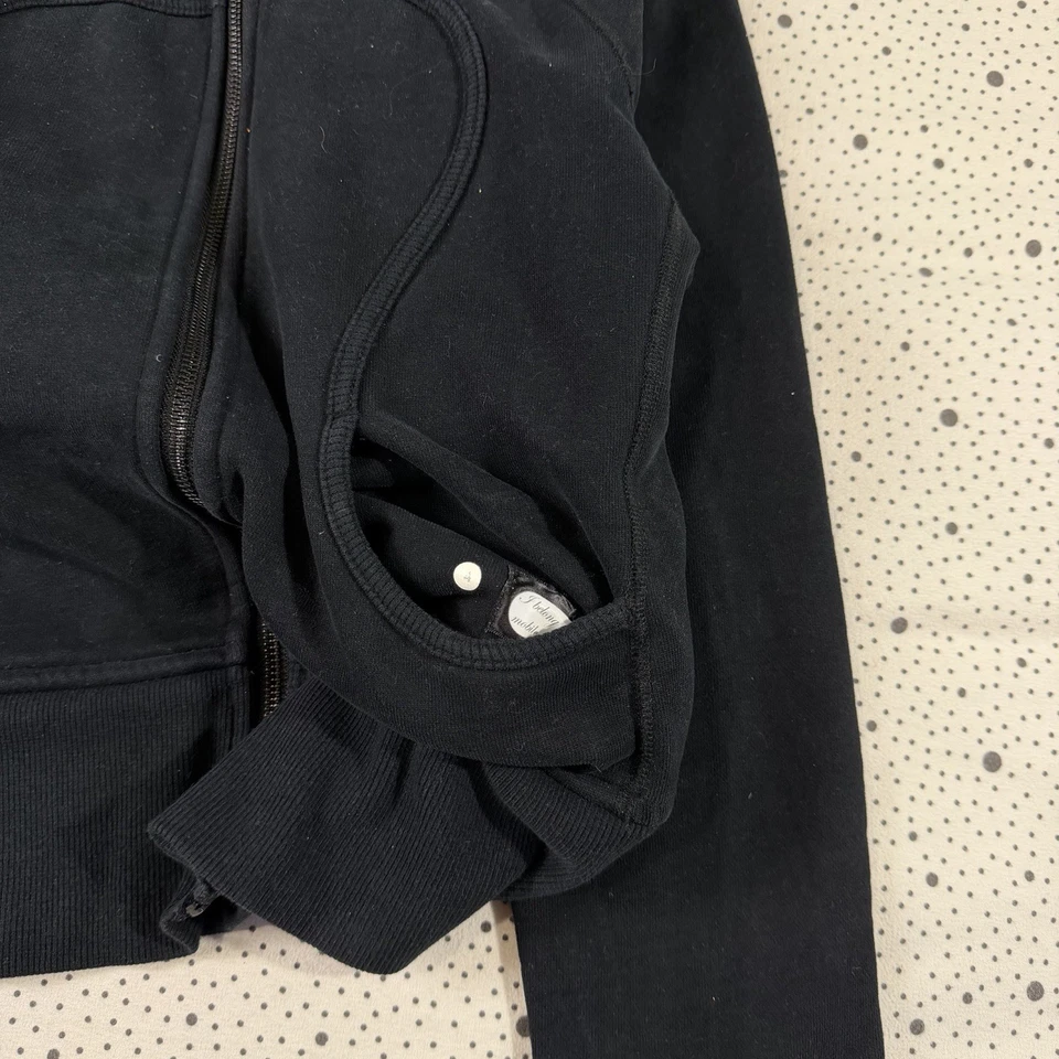 Lululemon Hoodie Women's 4 Black White Scuba Full Zip Sporty Preppy - Image 4 of 4