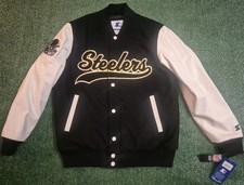 Starter New Pittsburgh Steelers Varsity Jacket Carpet Patch Small MSRP 450 NWT