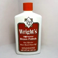Wright's Brass Polish All Purpose Vintage Discontinued Old Bottle 8 fl oz