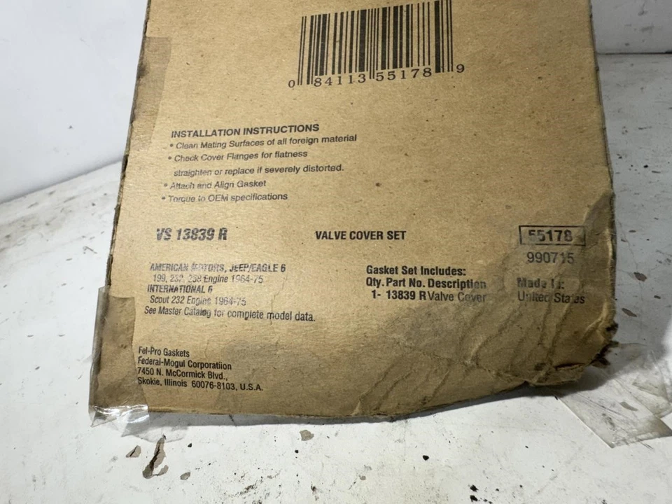 Junta de cubierta de válvula International Harvester Scout 1970 - Fel-Pro #13839R Foto 3 de 3