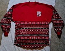 Disney Parks Christmas Spirit Jersey XS Long Sleeve Red Made In USA