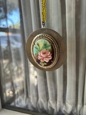 Vintage Rose Cameo Necklace Cottagecore Pendant 2.5 inch