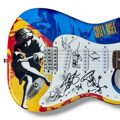 LAガンズ ギター ベース  バックパネル サイン 2枚セット Guns N Roses Signed Guitar Custom JSA COA Axl Rose Slash Sketch
