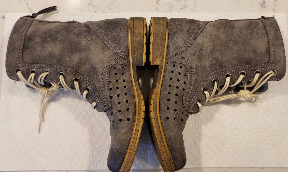 Bota de Combate Roxy Pierce Moto Cremallera Espalda y Cordones Mujer Talla 8.5 Foto 3 de 4