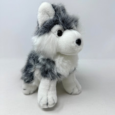 Nanco Grey Wolf Plush Stuffed Animal Fluffy Siberian Husky Dog Cuddle Toy 8"
