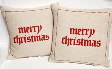 Two Hearth & Hand with Magnolia 16x16 Merry Christmas Embroidered Throw Pillows