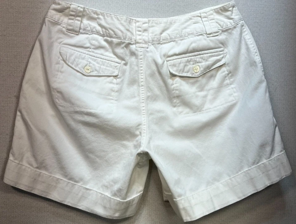 Pantalones Cortos Informales Dressbarn Para Mujer Algodón Ligeros Talla 12 Blancos Bolsillos Exterior Foto 2 de 4