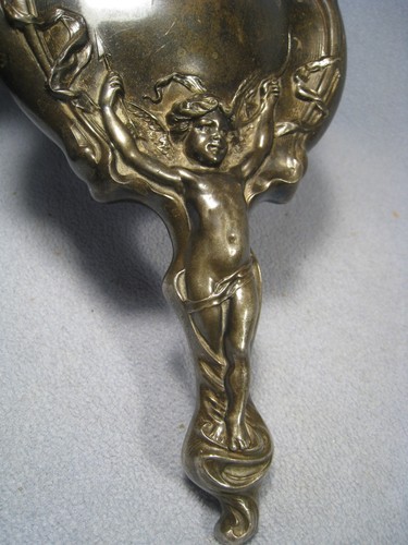 VINTAGE WOMAN VANITY VICTORIAN 10" BEVELED CHERUB HAND MIRROR - Picture 11 of 18