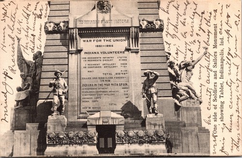 1907 Antique Postcard Indianapolis IN Soldiers Sailors Monument Civil War