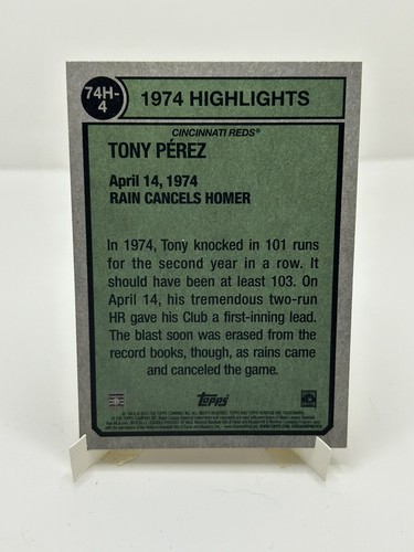 2023 Topps Heritage High Number Insert #74H-4 -Tony Perez 1974 Highlights Reds - Picture 2 of 2