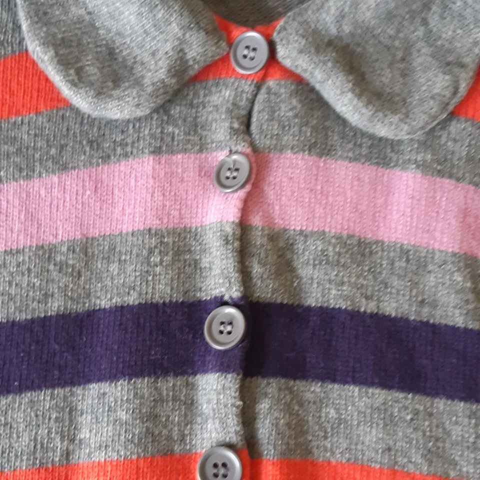 Benetton Soft Wool Blend  Collared  Cardigan Button Up Striped Pocket  XS Italy - Image 4 of 4