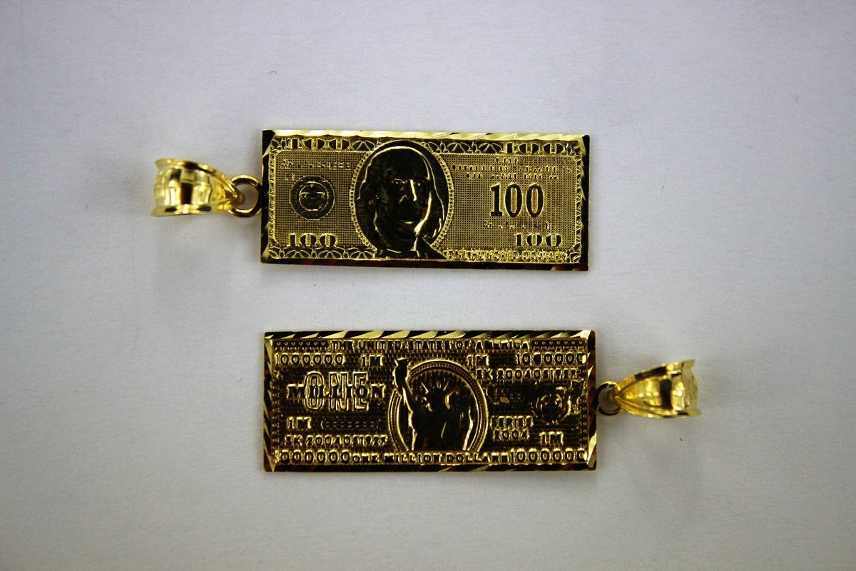 10K Yellow Gold One Hundred Dollar or One Million Dollar Pendant Charm - Main Image