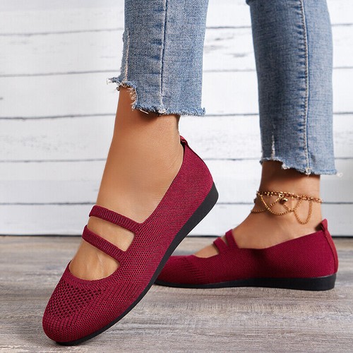 🔥NEU Damen Ballerinas Slip On Knit Kleid Schuhe Pumps Schuhe Runde Zehe Komfort - Bild 16 von 17