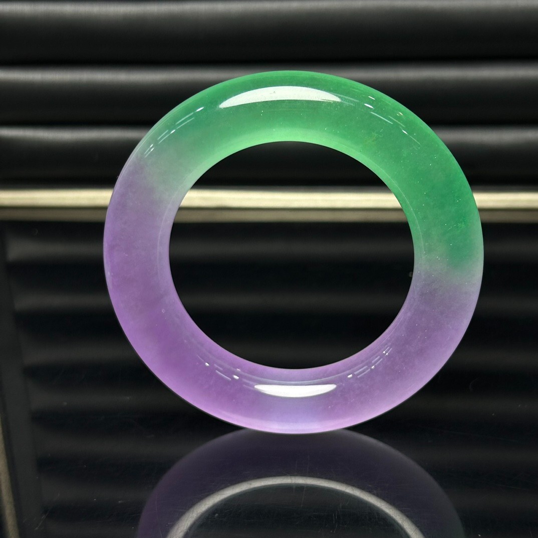 Certified Natural Ice Green purple Burmese Jade jadeite bracelet bangle 58-59mm