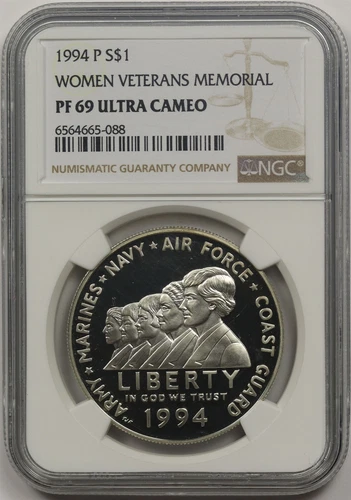 1994-P Women Veterans Memorial $1 NGC PF69 UCam Silver Commemorative Dollar