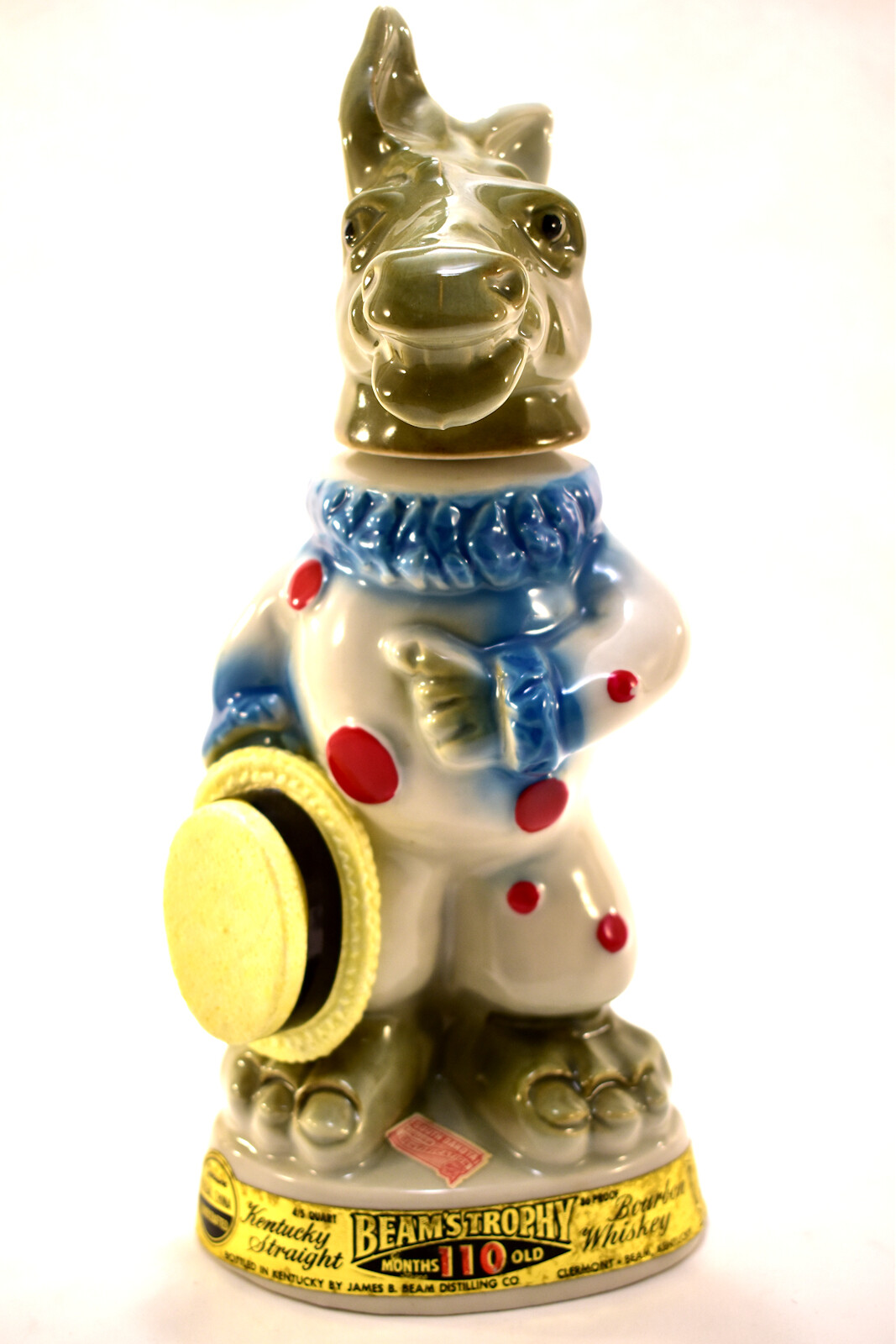 JIM BEAM1968 DEMOCRAT POLITICAL Donkey Clown Regal China Decanter With Hat Empty