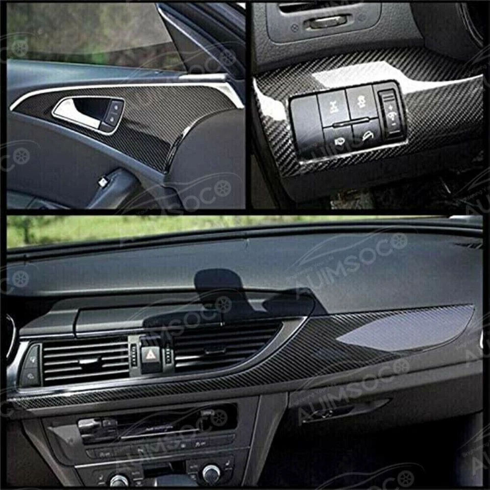 Car Stickers 7D High Gloss Black Carbon Fiber Vinyl Wrap Film DIY 1ft x 5ft - Image 2 of 4