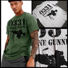 Military T-Shirt Machine Gunner Size Small To 2XL new cotton tee 