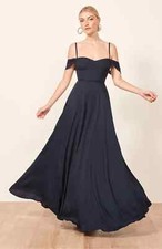REFORMATION Navy Blue Cold Off Shoulder POPPY Sweetheart Maxi Dress 6 US WEDDING
