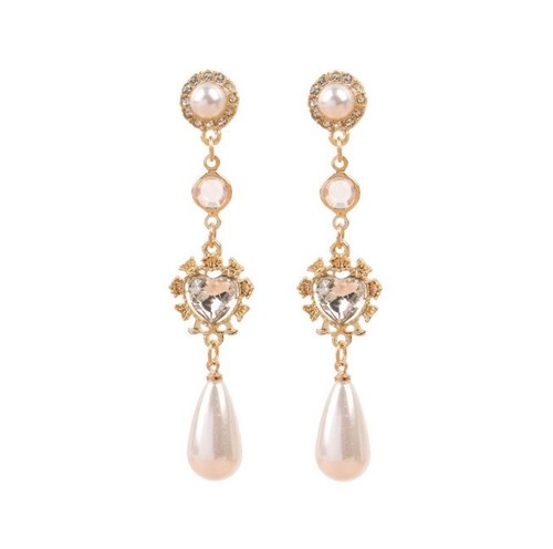 925 Plaqué Argent Femme Élégant Perle Cristal Oreille Clou Balle Goutte Cadeau