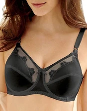 Bali Black Comfort U Flower Superior Support Underwire Bra 36B #0180