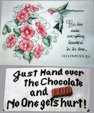 Flowers Hummingbird Hand Over Chocolate No One Gets Hurt CROSS STITCH PATTERNS