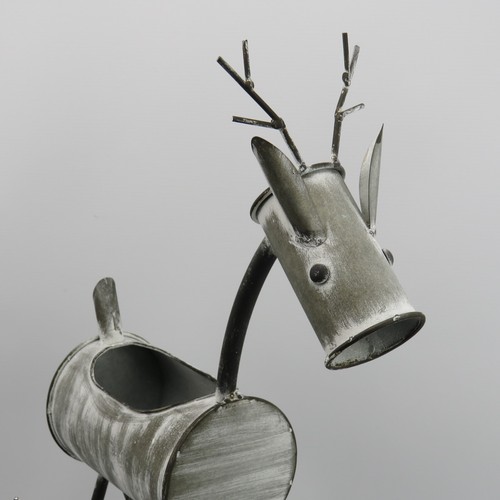 Set of Two Metal Reindeer Planters / Sweet Holders Christmas Decor - Picture 2 of 6
