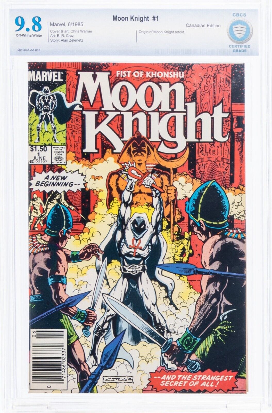 MOON KNIGHT FIST OF KHONSHU 1 CBCS 9.8 Canadian Price Variant 1985 NEWSSTAND cgc