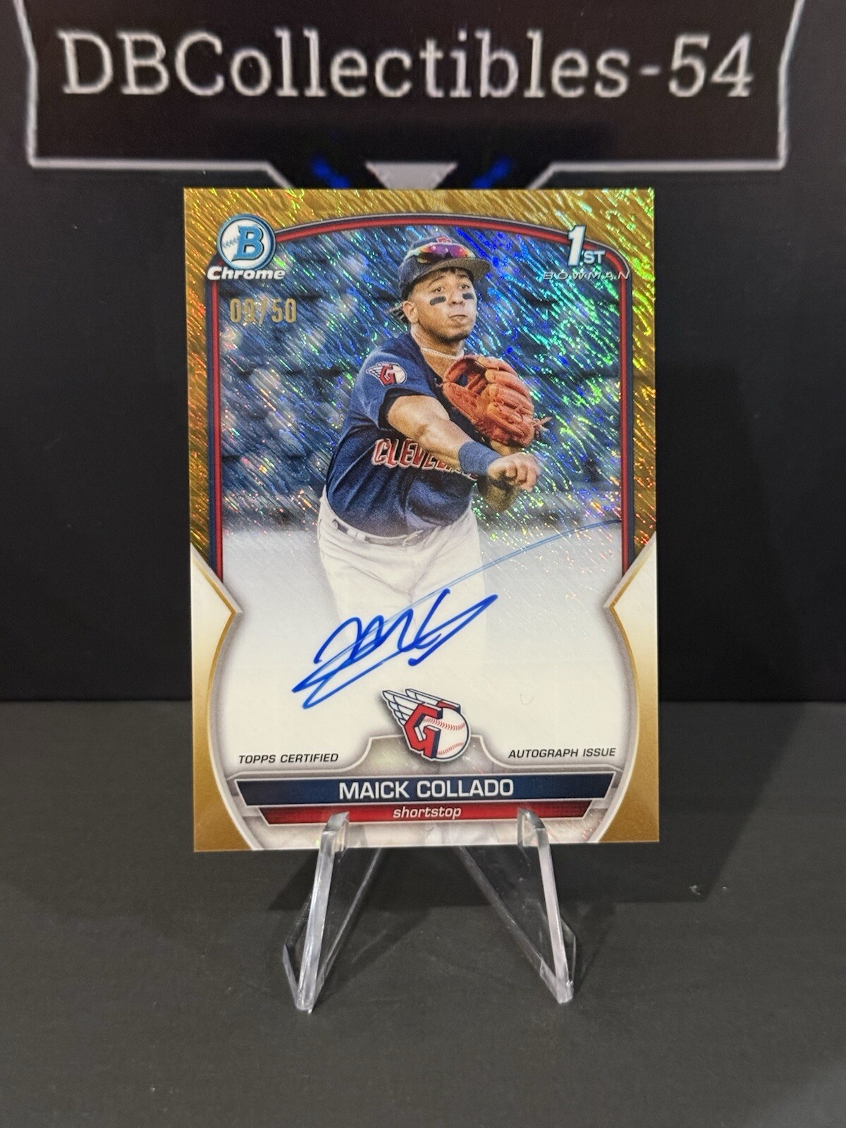 2023 Bowman Chrome Maick Collado 1st Gold Shimmer Auto 09/50 Guardians