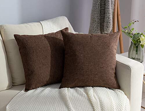 Fall Burlap Throw Pillow Covers Square Solid Farmhouse 2 pieces, 18"x18" Brown - Picture 1 of 6
