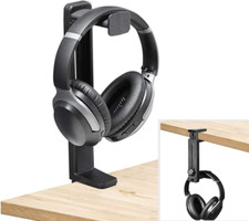 HS906 Headphone Stand  Hanger 2 in 1, above  under Desk Headset Holder Mount H