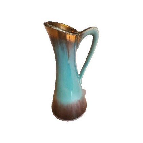 Vintage 60s 70s West German Pottery Small Pitcher Blue & Gold 7" ***READ*** - Picture 2 of 10