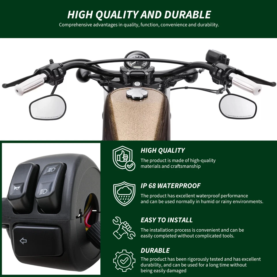 Par de kit de control de engranajes de interruptor de manillar de 1" para Harley Davidson 1996-2012 V-Rod Foto 3 de 4